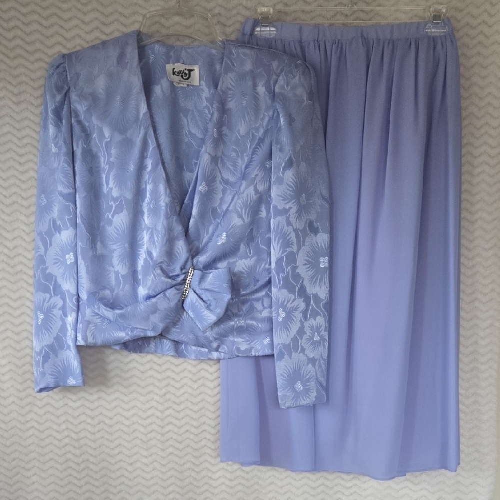 Kathy J Elegant Floral Skirt Suit